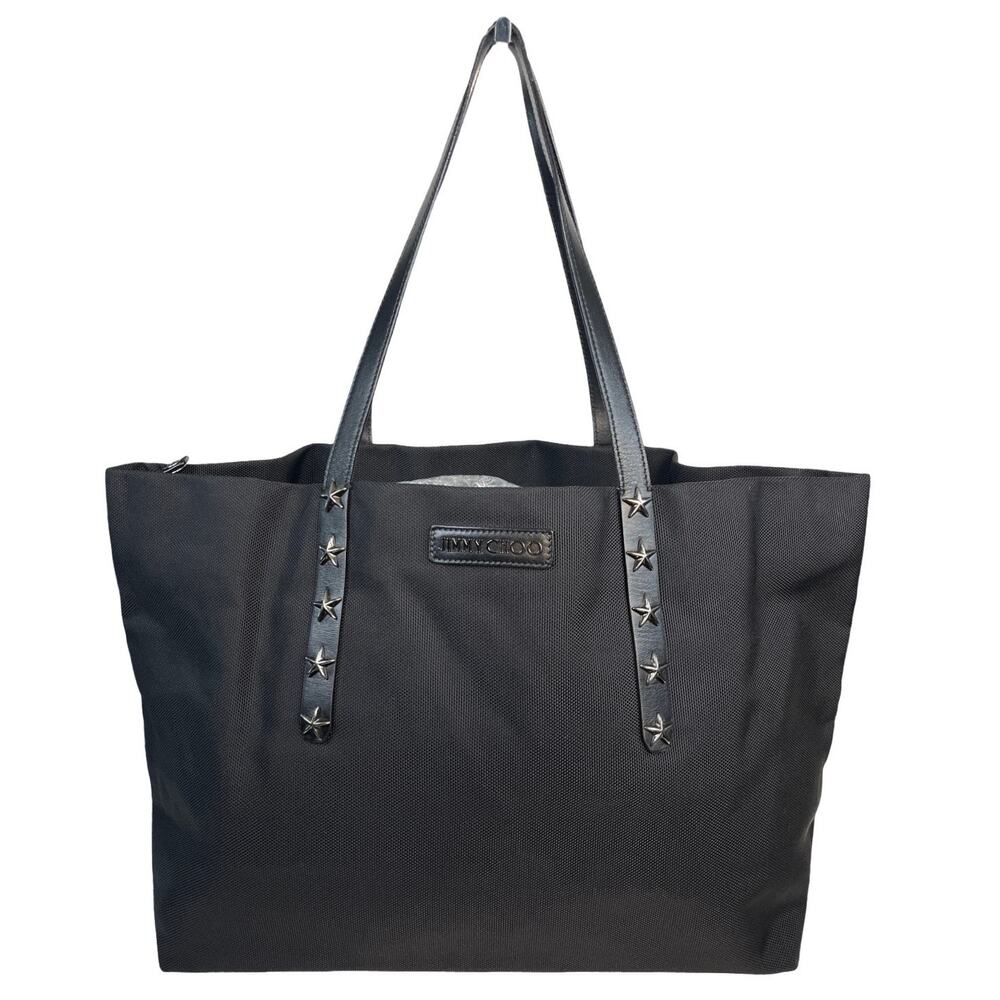Jimmy Choo Pimlico Black Nylon Star Stud Tote Bag Large Shoulder Shopper Italy